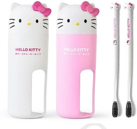 Hello Kitty Toothbrush - Conjunto Hello Kitty Escova de Dentes e Copos (Infantil a Adulto) (Branco) – Ideal para Cuidados Dentários