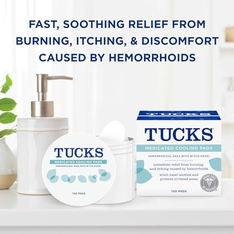 Pads Refrescantes Medicados, 200 Unidades – Almofadas de Hamamélis para Áreas Sensíveis, Limpeza e Proteção contra Irritação - TUCKS