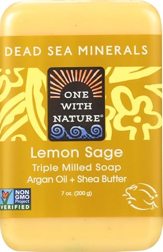 Sabonete Mineral do Mar Morto One With Nature, Limão Sálvia, 200g (Pacote com 6)
