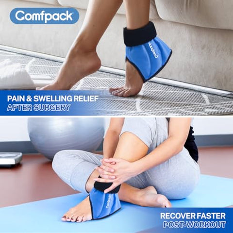 Comfpack - Alívio para Fascite Plantar: Faixa de Gelo para Calcanhar, Tornozelo e Pé, Gel Reutilizável para Dor nos Pés, Tendinite de Aquiles, Entorse de Tornozelo, Dor no Calcanhar
