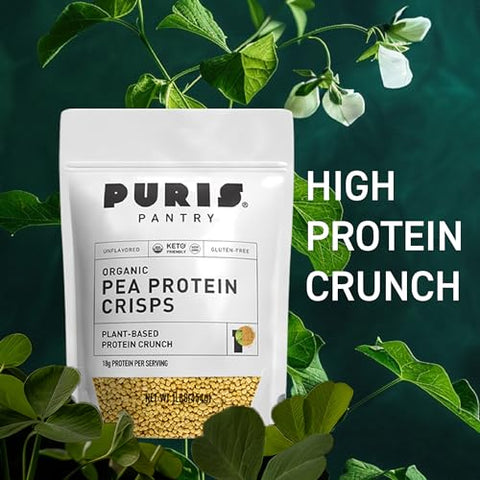 Crisps de Proteína de Ervilha Orgânica, 454g, Isolado de Proteína de Ervilha Orgânica Certificada, Crocante de Proteína Keto, Feito 100% nos EUA, Não-OGM, Sem Glúten, Sem Açúcar, Sem Soja, 18g de Proteína, 7g de - PURIS