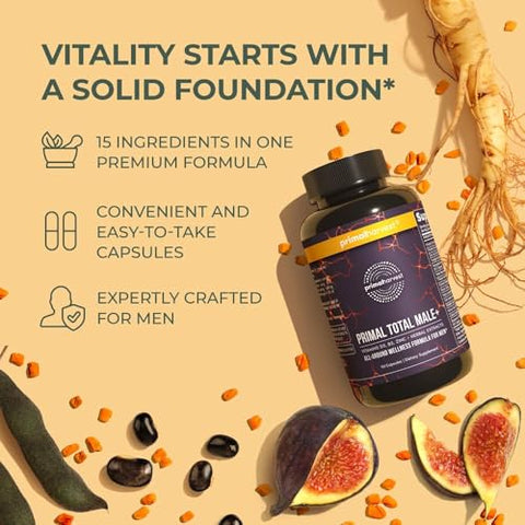 Tribulus Terrestris, Fenugreek, Ginseng Coreano, Maca Root Horny Goat Weed para Homens – Estimulante Natural – 90 Cápsulas - Primal Harvest