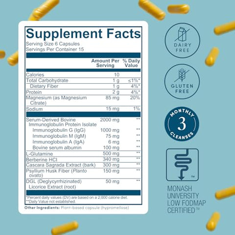 Bio.me - Cápsulas Remédio para o Intestino (3 Limpezas Mensais) Limpeza Intestinal com Citrato de Magnésio, Berberina, Immunolin, L-Glutamina – Limpeza de 5 Dias