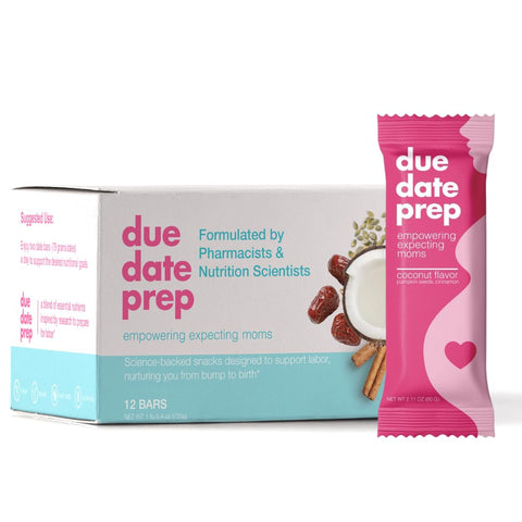 Barras de Lanche Due Date Prep – Suporte Natural para Preparação do Parto para Gestantes | Orgânicas, Livres de Glúten, Kosher | Snacks do Terceiro Trimestre com Tâmaras para uma Gravidez Saudável