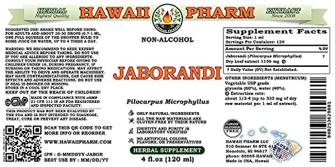 Hawaii Pharm LLC - Jaborandi (Pilocarpus Jaborandi) Extrato Líquido de Folha Seca em Tintura, Sem Álcool, 60 ml, Glicerina Herbal, Jaborandi