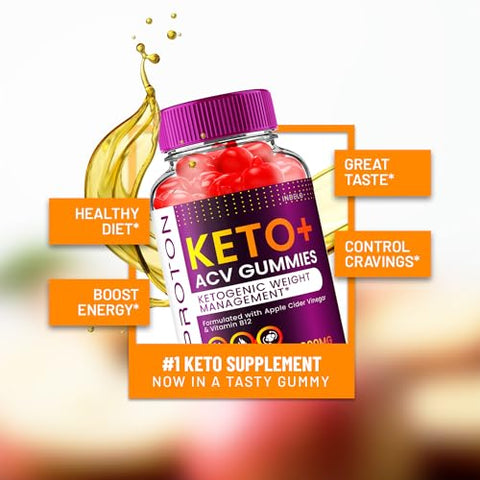 Indelo - (2 Pacotes) Gomas Avançadas Proton Keto ACV, Gomas Proton Keto ACV 1000mg, Gomas de Vinagre de Maçã com Proteína, Avaliações das Gomas Proton Gummies, Vitamina B12 Proton Keto ACV (120 Gomas)