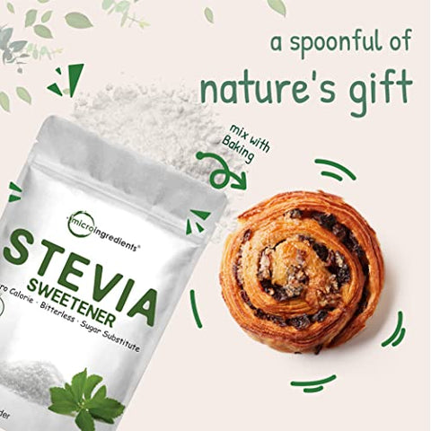 Micro Ingredients - Stevia Sweetener Powder com Eritritol à base de Plantas, 4 Libras (64 Onças) | Keto, 0 Calorias, Baixo Carboidrato, Substituto de Açúcar 4:1, Adoçante Natural, Sem Amargor, Folha de Stevia Reb-A