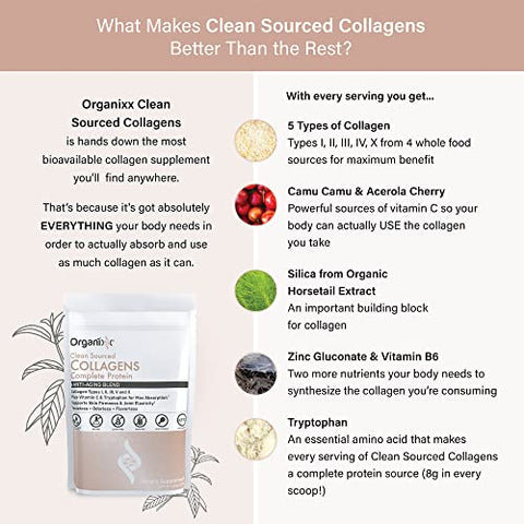Colágeno Hidrolisado em Pó com Vitamina C, Tipos I, II, III, V, X – Cabelo, Unhas, Pele, Osso | Organixx - Organixx