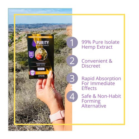 Purity Hemp Naturals - Hemp Patch 18 unid. (438 mg) Gold 3X Mais Potente 24 mg Patches. Liberação Estendida 24Hr. Prático