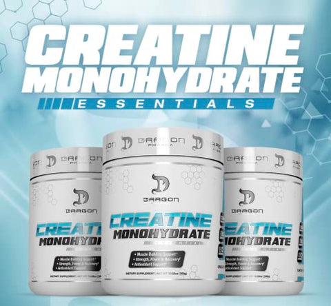 Creatine Monohydrate – Recuperação Muscular, Pós-Treino, Suporte Antioxidante (60 Porções, Sem Sabor) - DRAGON PHARMA