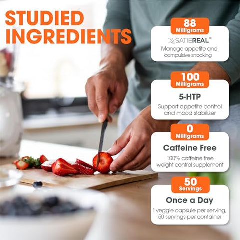 Pílulas de Dieta Genius para Suporte à Perda de Peso, 50 Cápsulas Vegetarianas – Supressor Inteligente de Apetite para Mulheres e Homens – Natural 5-HTP - The Genius Brand