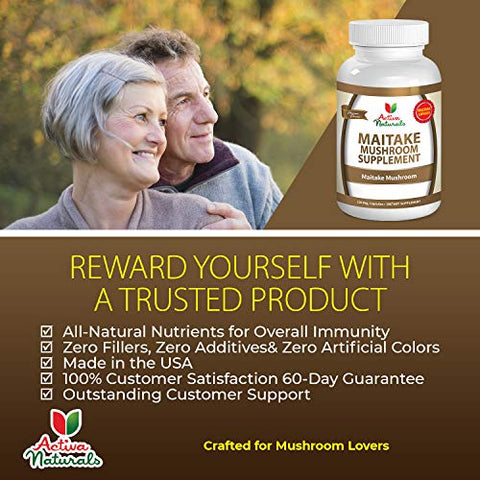 Activa Naturals - Suplemento de Cogumelo Maitake – 120 Cápsulas Vegetais com Cogumelos Grifola Frondosa