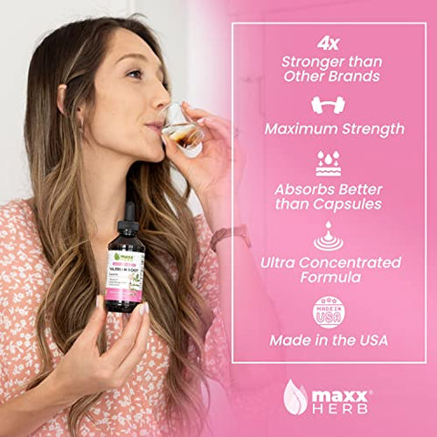 Extrato de Raiz de Valeriana – Máxima Potência, Absorção Líquida Melhor que Cápsulas, para Relaxamento e Sono Repousante – Livre de Álcool – Frasco de 120 ml (60 Porções) - Maxx Herb