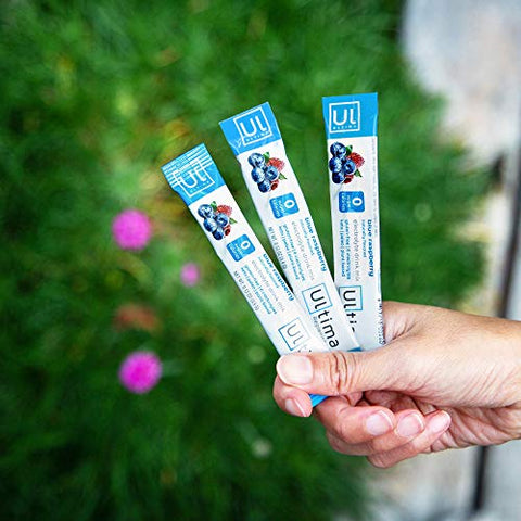 Bebida Hidratante de Eletrólitos, Sabor Framboesa Azul, 20 Sachês – Sem Açúcar, 0 Calorias, 0 Carboidratos – Sem Glúten, Keto, Não-OGM, Vegano, com - Ultima Replenisher