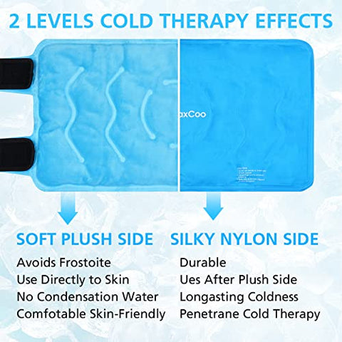 RelaxCoo - Gelo Terapia para Joelho XXL Após Cirurgia, Gel Reutilizável para Lesões no Joelho, Grande Compressa Fria para Alívio da Dor e Inchaço