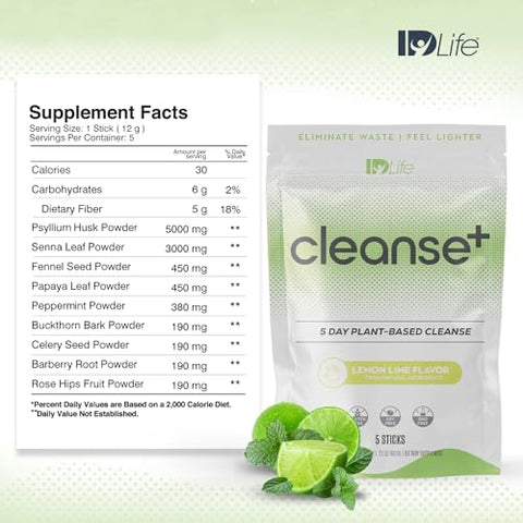 Limpeza – Limão-Lima | Pó para Bebida de Limpeza – Fórmula de Reinicialização Intestinal de 5 Dias para Eliminação Saudável e Absorção de Nutrientes – para Saúde Digestiva e Intestinal – 5 Sticks - IDLife