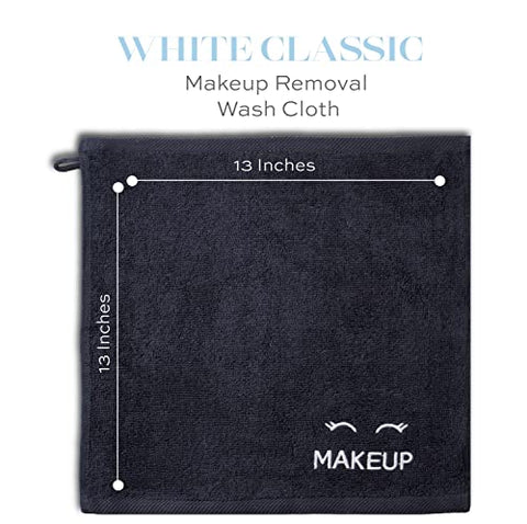 White Classic - Toalhas de Limpeza Facial Pretas de Algodão de Luxo Super Macias, 12 Unidades – Absorventes e de Secagem Rápida, Removem Maquiagem, Seguras para Alvejante Clássico Branco