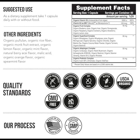 Triquetra Health - Orgânico Plant D3 K2 | 5000 UI D3 120 mcg K2 como All-Trans MK7 de MenaQ7® – Alimento Integral 100% Natural, Cru