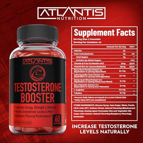 Atlantis Nutrition - Gummies Testosterone Booster For Men – Aumenta Força – Marca em Destaque