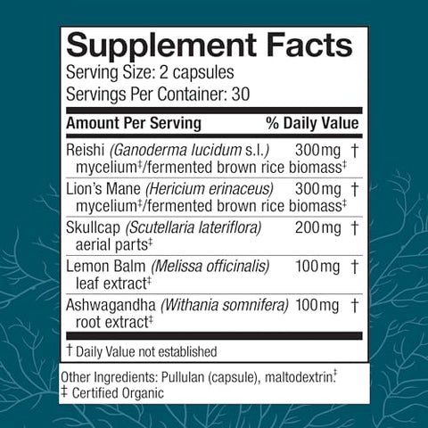 MycoBotanicals Stress Decompress* Cápsulas – Suplemento de Cogumelo com Melissa - Host Defense
