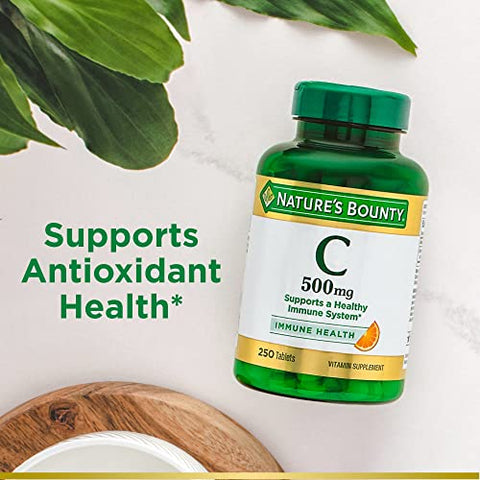 Nature's Bounty - Nature’s Bounty Vitamina C, Suporte para um Sistema Imunológico Saudável, Suplemento de Vitamina, 500mg, 250 Comprimidos