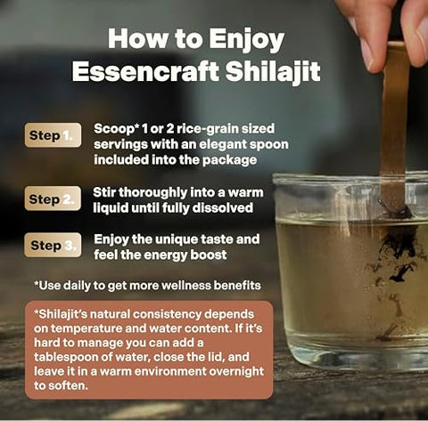 Essencraft - Shilajit Orgânico Puro do Himalaia – 500mg Potência Máxima, 85 Minerais Traços, Humic