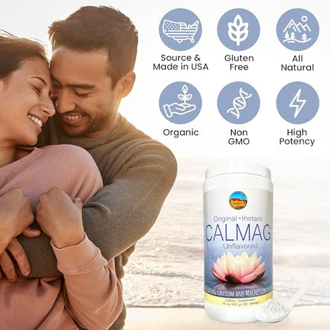 Outback Naturals - Suplemento de Cálcio e Magnésio Citrato 2:1 de Alta Absorção – Pó Puro de Gluconato de Cálcio – Suporte para Alívio do Estresse e Sono – Marca em Destaque