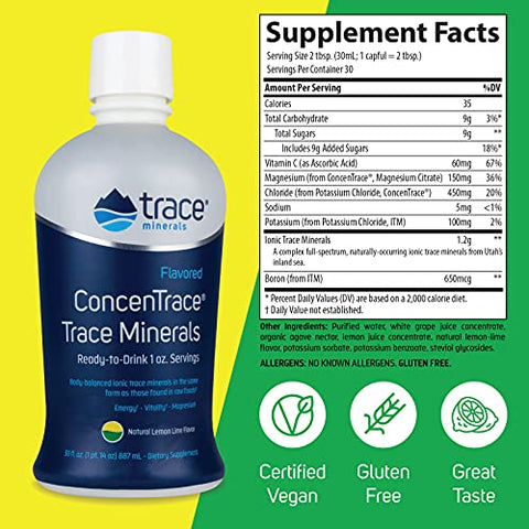 ConcenTrace Saboroso | Mantém Energia, Vitalidade e Saúde Ótimas | Limão Limão Natural | Pronto para Beber 30 ml Porções - Trace Minerals