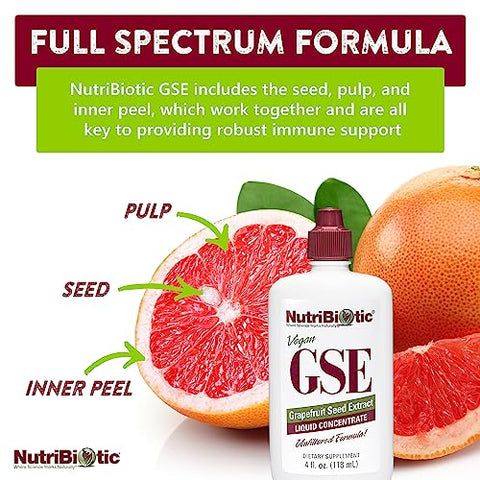 GSE Líquido 4 Oz | Extrato de Semente de Toranja Original Premium Concentrado com Bioflavonoides | Vegano, Sem Glúten, Não-OGM - NutriBiotic