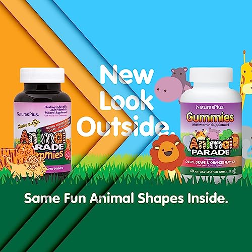 Animal Parade Multivitamínico Infantil – 50 Gomas em Formato de Animais – Cereja e Uva – Marca Natures Plus - Natures Plus