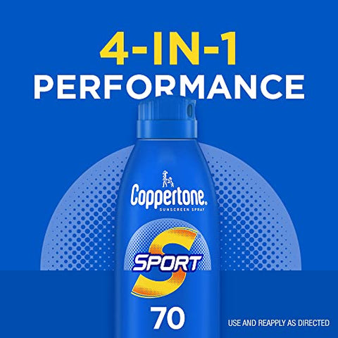 SPORT Protetor Solar Spray FPS 70, Resistente à Água, Amplo Espectro FPS 70, Pacote de Protetor Solar em Spray de 5,5 Oz, Pack com 3 Unidades - Coppertone
