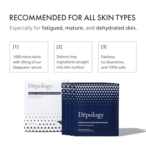 Deepcare Serum-Infused Micro Dart Patche | 4 Pares Máscara para os Olhos | Patches para Rugas | Linhas Finas | Máscara Hidratante para os Olhos com Peptídeos | Aminoácidos | e - depology