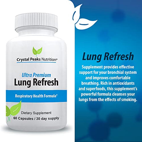 CRYSTAL PEAKS NUTRITION - Lung Refresh – Alívio para os Pulmões | Fórmula Natural | 60 cápsulas | 500mg