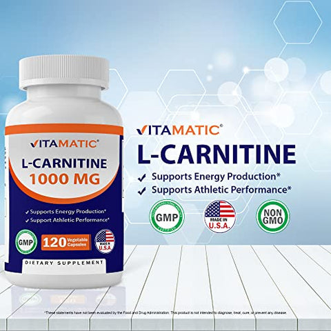 L-Carnitina Fumarato 1000 mg – 120 Cápsulas Vegetais | Energia e Metabolismo | Vitamatic - Vitamatic