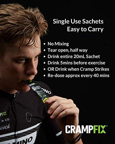 CRAMPFIX - Alívio e Prevenção de Cãibras Musculares – Sports Shot 9 Sachês Portáteis Framboesa Natural (Marca)
