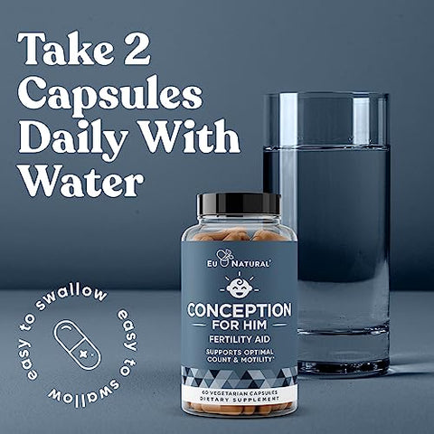 Eu Natural - Conception For Him – Suplemento de Fertilidade Masculina, Estimulante de Fertilidade Masculina | Marca: Conception For Him