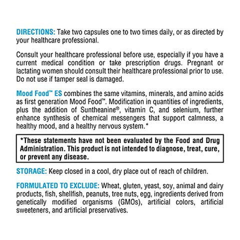Mood Food ES – Suporte para Calma, Relaxamento e um Humor Saudável com Ácido Fólico Ativo, Vitaminas B, 5-HTP, GABA, Minerais, Suntheanine L-Theanine, Selênio (60 Cápsulas) - XYMOGEN