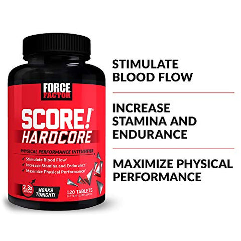 Score! Hardcore Booster de Óxido Nítrico para Homens com L-Citrulina, Yohimbe e Maca Negra | 60 cápsulas | Aumento de Energia e Desempenho Masculino - Force Factor