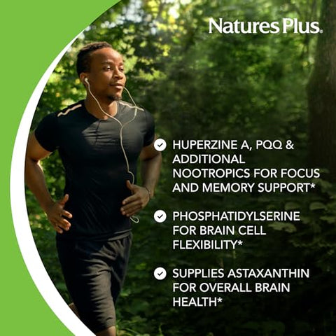 Natures Plus - BrainCeutix by NaturesPlus: Suplemento Ginkgo Plus para Memória e Concentração, 90 Cápsulas