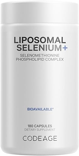 Selenium 200 mcg – Suplemento de 6 Meses, Suporte Imunológico, Cofator Mineral Selenometionina, Fosfolipídios, Vegano, Entrega Lipossomal, 180 Cápsulas - Codeage