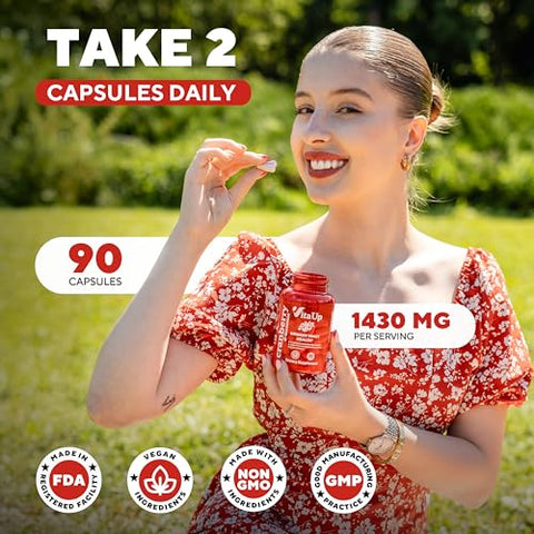 VitaUp - D-mannose 1000mg Cápsulas com Cranberry e Vitamina C – Fabricado nos EUA – Cápsulas de D-mannose com Cranberry para Mulheres – Suplemento de Cranberry para Trato Urinário