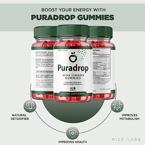 rize labs - (3 Pacotes) Puradrop Keto Gummies – Puradrop Keto ACV Gummies para Perda de Peso Avançada com Vinagre de Maçã – Suplemento de Puradrop Keto Gummies para Queima de Gordura Abdominal Extra Forte (180 Gummies)