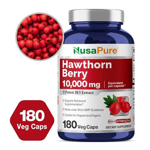 Extrato de Espinheiro Alvar 10.000mg por Cápsula Vegetal, 180 Unidades, 20:1, Vegano, Não-OGM - NusaPure