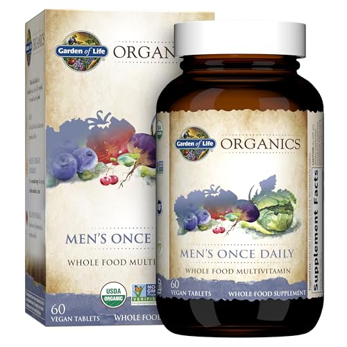 Organics – Multivitamínico Masculino Diário de Alimentos Integrais em Tabletes – 60 Unidades + Suplemento de Zinco de Alta Potência – 30mg - Garden of Life
