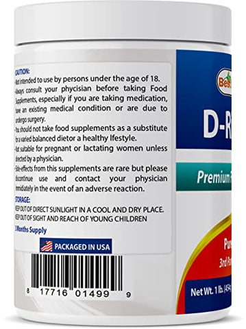 Best Naturals - Melhor Naturals Pó de D-Ribose 454g – Suplemento Energético