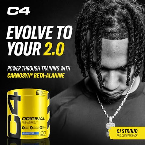C4 Original Pó Pré-Treino ICY Blue Razz – Vitamina C para Suporte Imunológico – Energia Pré-Treino Sem Açúcar para Homens - Cellucor