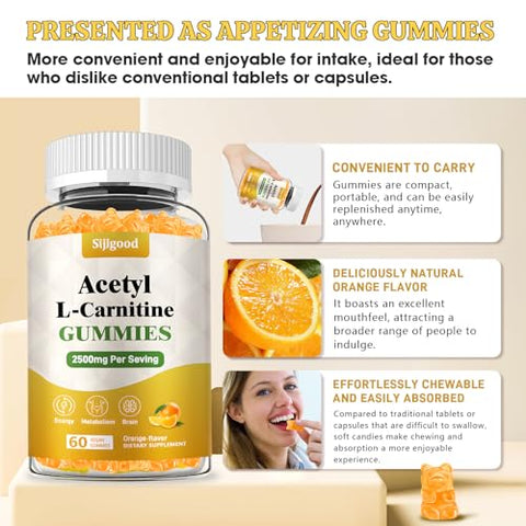 Sijigood - 2 Pack Suplemento de Acetil L-Carnitina 2500mg, Nutrição Natural para Aumentar Energia e Imunidade – Marca em Destaque