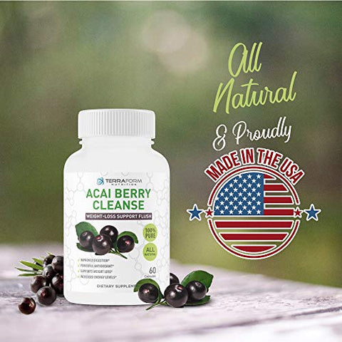 TerraForm Nutrition - Limpeza Poderosa de Açaí Natural – Antioxidante Potente – Fígado, Intestino – 100g