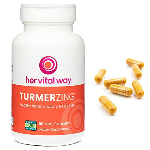 her vital way - TurmerZing: Cúrcuma e Gengibre Testados C-14 para Resposta Inflamatória Saudável, 95% Curcuminoides 5% Gingeróis