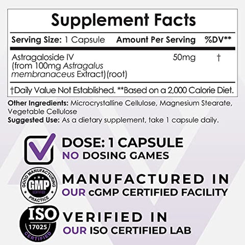 Cápsulas Nootropics Depot Astragaloside IV | 50mg | Astragalus membranaceus | 30 Unidades | Neuroprotetor, Suporte Imunológico, Alonga Telômeros